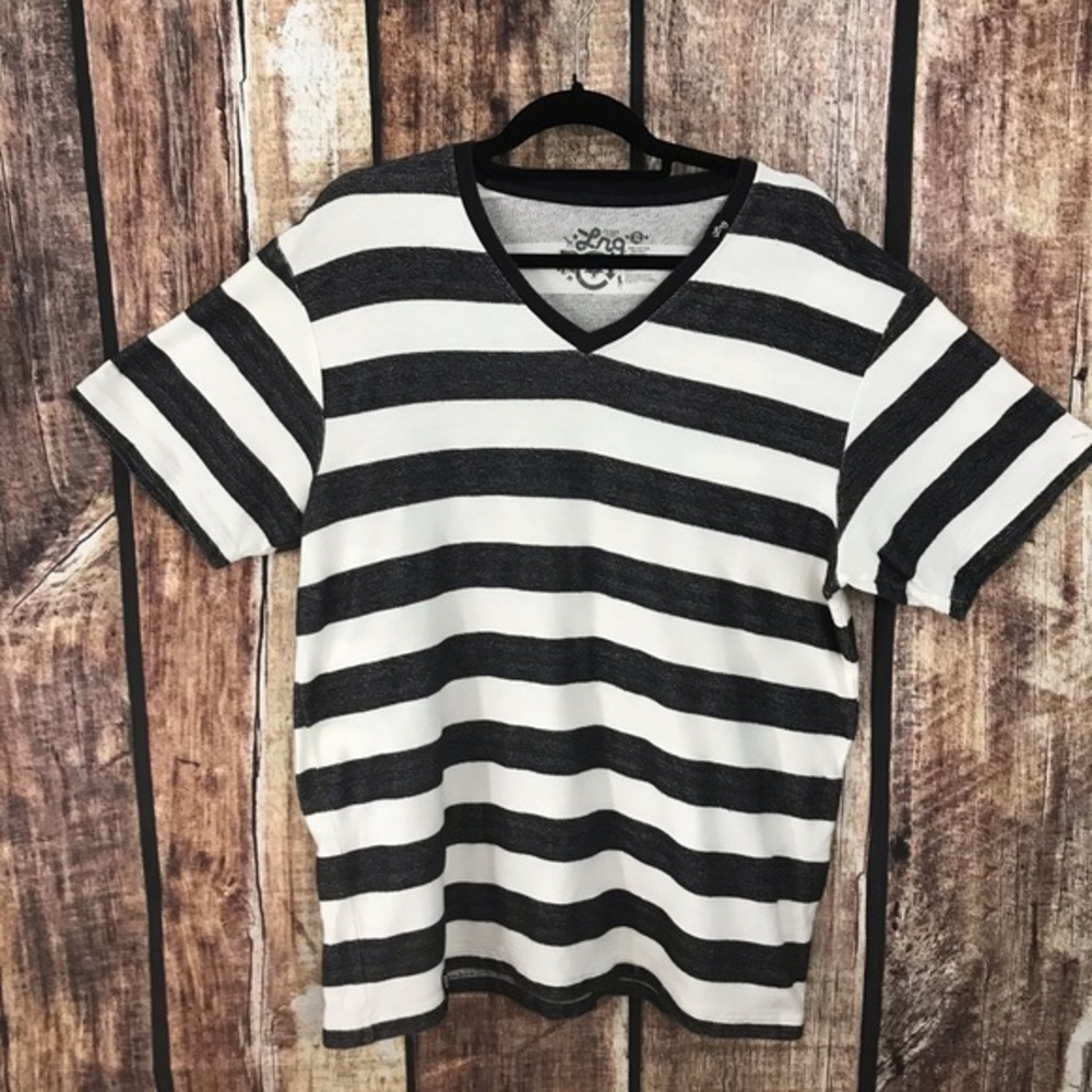 LRG Blk/Wht Striped V neck Pullover Size X Large